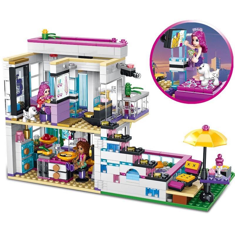 Đồ Chơi Lắp Ráp Kiểu LEGO Friends Cho Bé Gái Mô Hình Biệt Thự Ngôi Sao Livi's Pop Star House Với 760 Mảnh Ghép