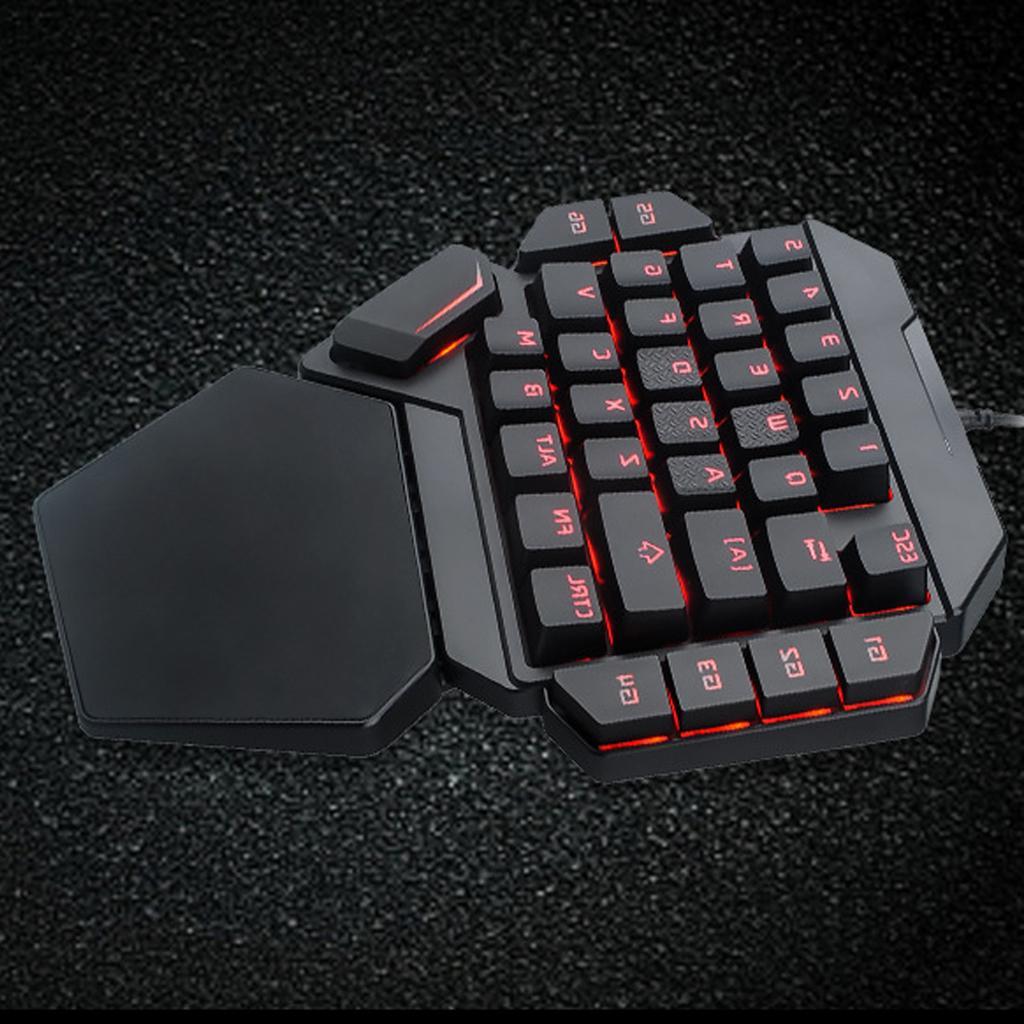 LED Backlit Keyboard Left One Hand Game Keyboard Keypad 35 Keys for PC