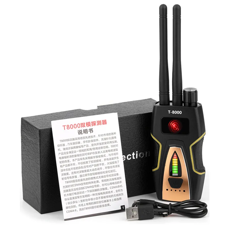 ROGTZ - Máy Phát Hiện Camera Mini, Thiết Bị Nghe Trôm, Định Vị G.P.S T-8000 RF Detector - Hàng Chính Hãng