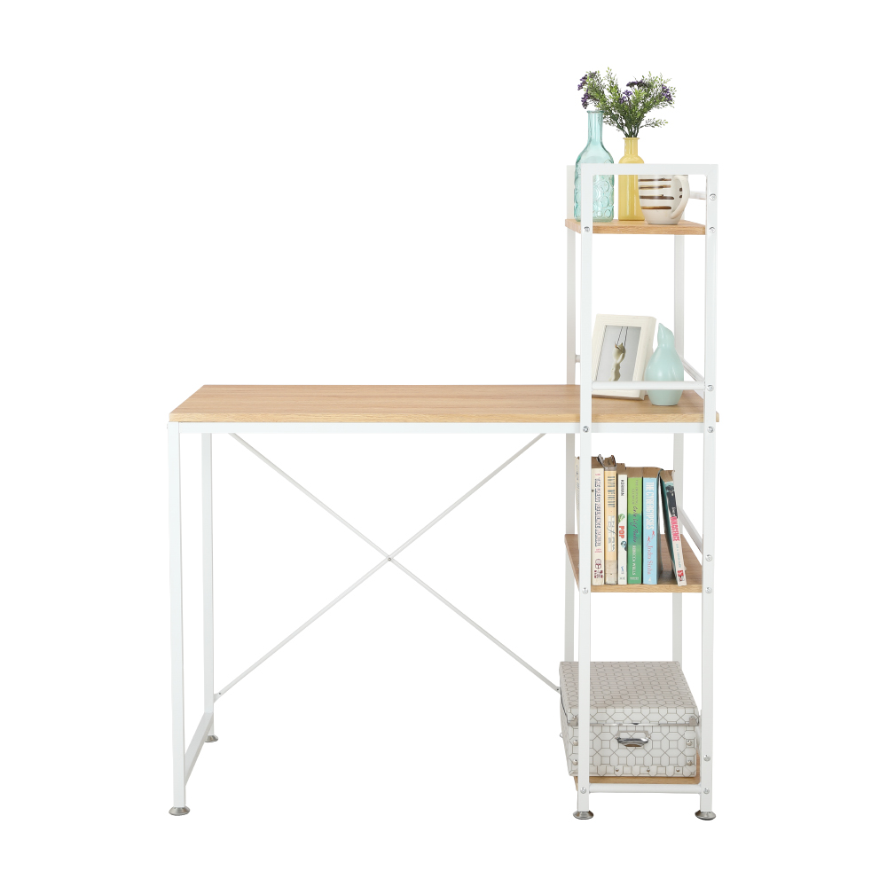 Bàn làm việc học tập đa năng kèm kệ 4 tầng CONNER mặt gỗ cao cấp kết hợp khung thép sơn tĩnh điện trắng | Index Living Mall - Phân phối độc quyền tại Việt Nam