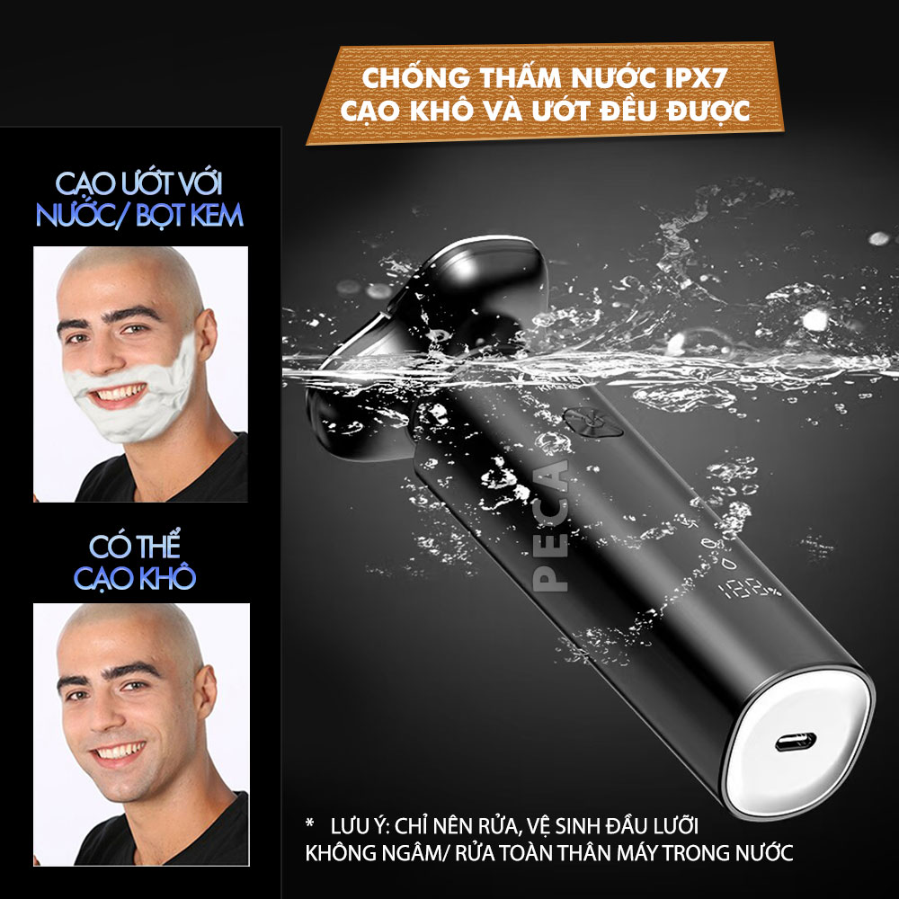 Máy cạo râu khô và ướt KEMEI KM-T87 chống thấm nước IPX7 công suất 5W sạc USB - Chính hãng