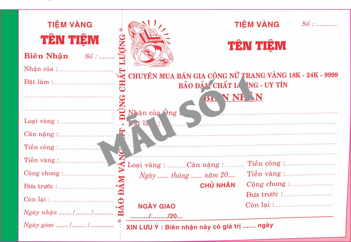 Biên nhận tiệm vàng 2 liên-block 10-chọn mẫu in tên