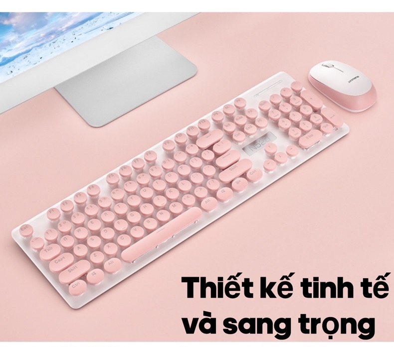 Bộ Chuột và Bàn Phím Không Dây Siêu Đẹp XSmart N520 Mẫu Cao Cấp Màu Cực Đẹp, Bấm Êm - Hàng Chính Hãng