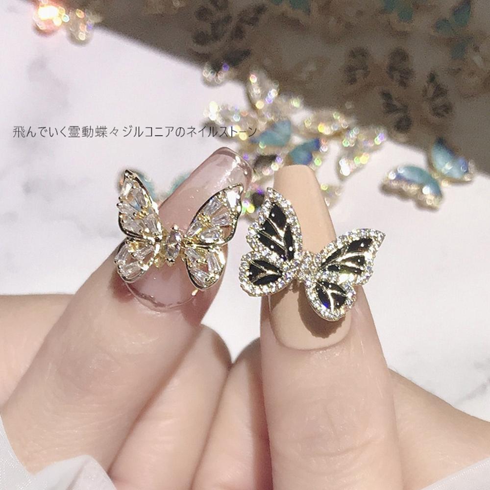 CHARMS 1 Phụ Kiện Trang Trí Móng Tay Hình Bướm 3d Bằng Hợp Kim