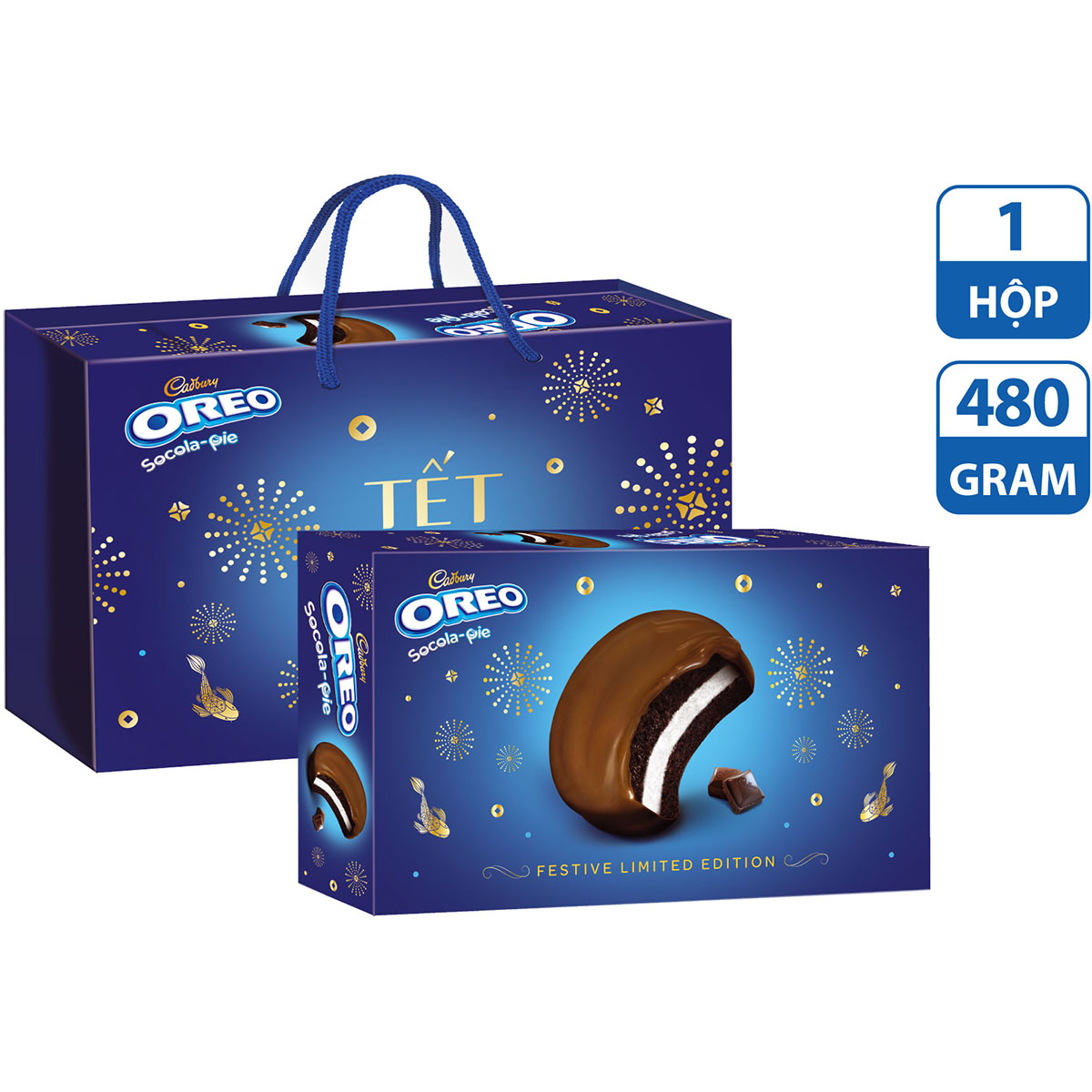 Hộp bánh OREO Socola Pie, hộp quà Tết 480g