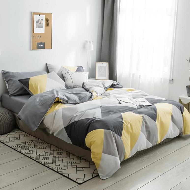 Bộ chăn ga gối cotton living mềm mại mát mịn bo chun miễn phí nhiều mẫu mã