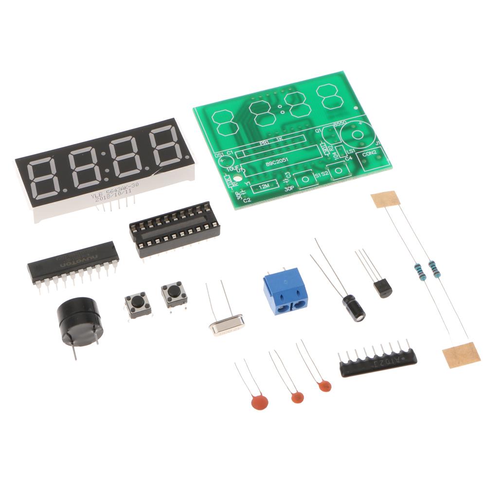 LCD DIY Digital Clock Kit with Large Screen Time Date Week Display 4 Digits Alarm Clock Suite