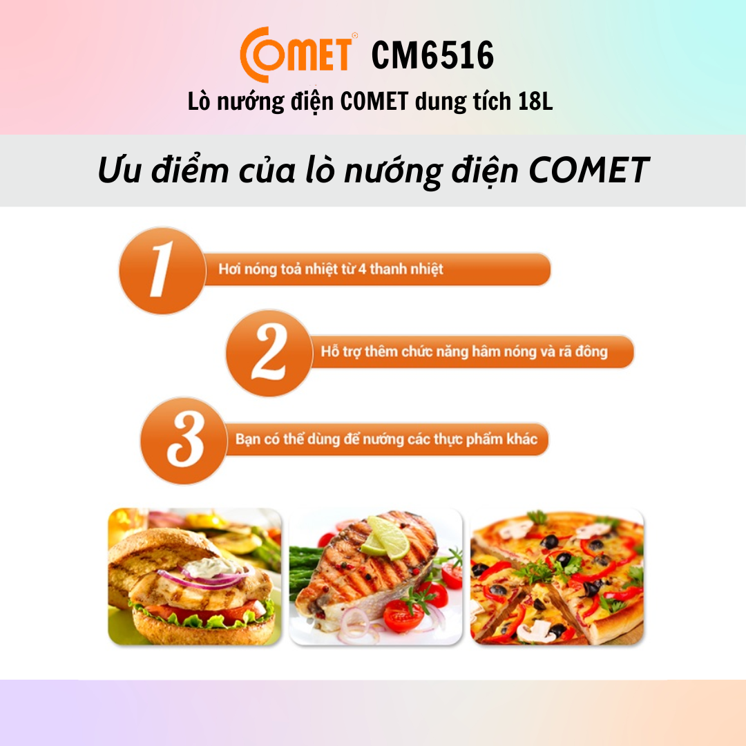 Lò Nướng Điện Comet CM6510 - CM6516 - Hàng Chính Hãng - Bảo Hành 12 Tháng