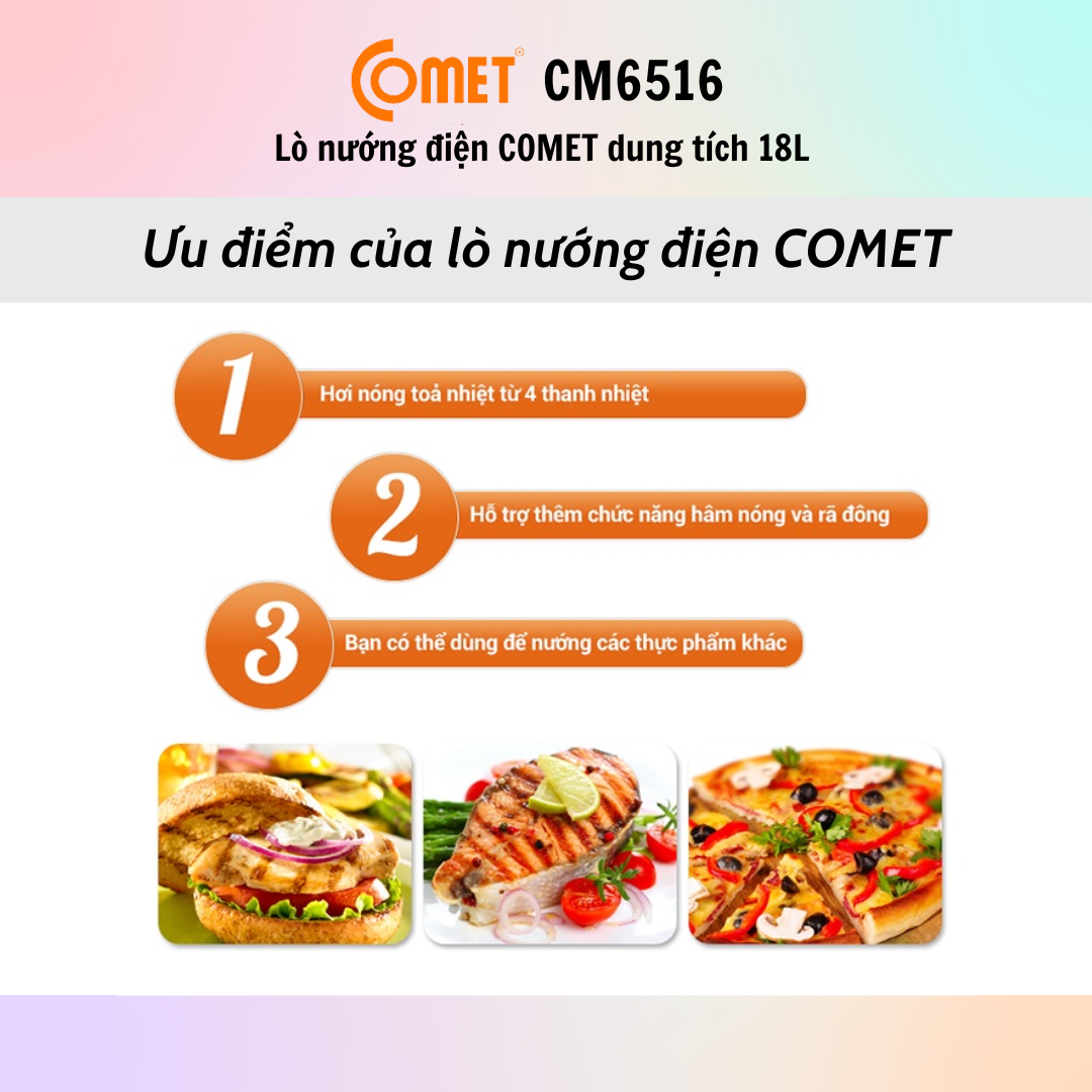 Lò Nướng Điện Comet CM6510 (10l) - CM6516 (18L) - Hàng Chính Hãng - Bảo Hành 12 Tháng