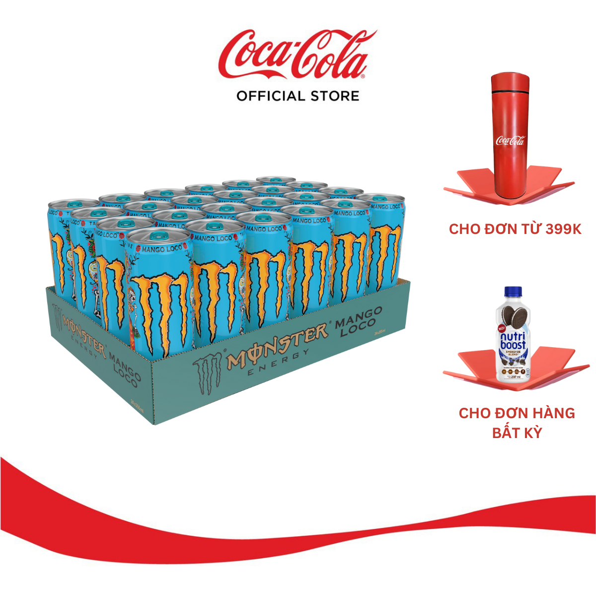 Lốc 24 Lon Nước Tăng Lực Giải Khát Monster Energy Mango Loco Vị Xoài 355ml/Lon Sale 4.4 Coca-Cola Official Store