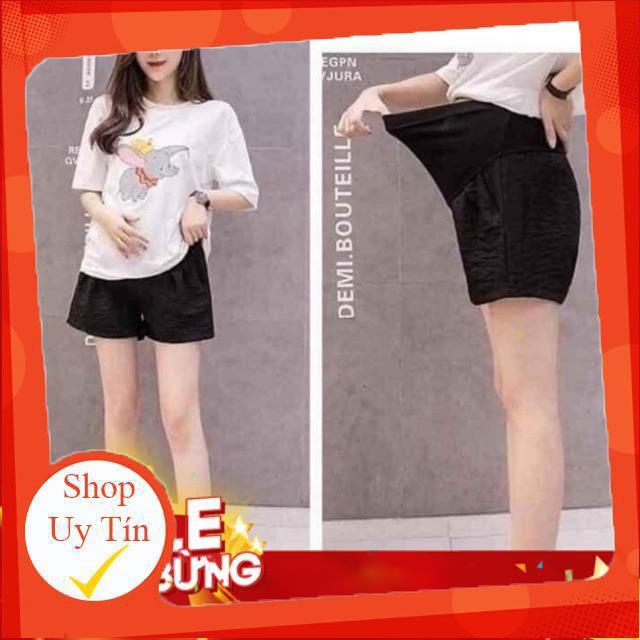 Quần sooc bầu chất đũi Hàn siêu mát, co giãn nhẹquần đùi bầu có đáp bụng và chun chỉnh️size s~3xl