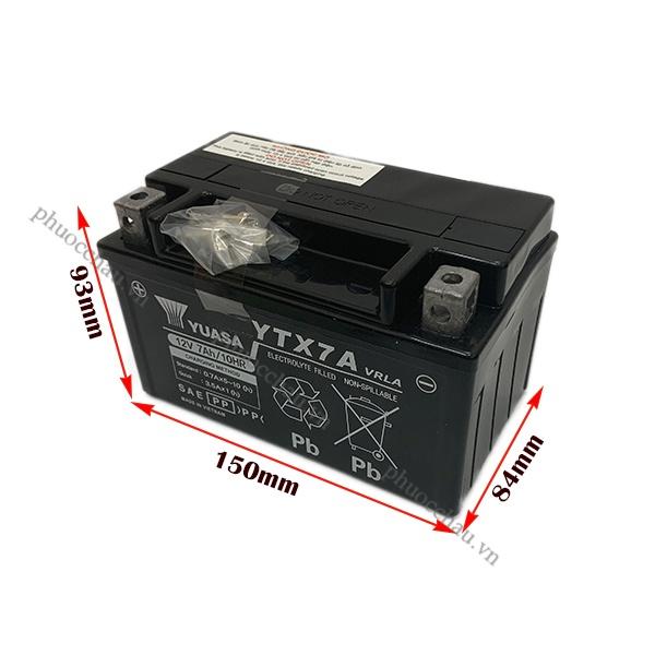 Bình Ắc Quy Khô GS YUASA YTX7A 12V7AH / Đời 2 Đít Bầu, Attila Victoria Đời Đầu 2004-2005 (12V-7Ah)