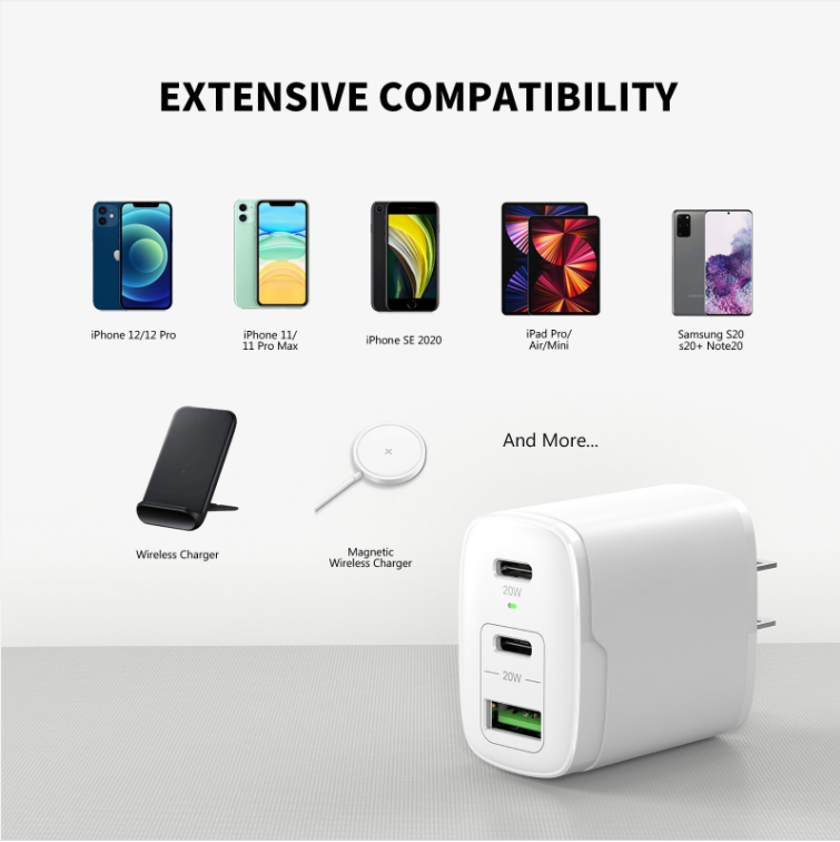 Củ Sạc Nhanh 40W 3 cổng Tiện Lợi Cho Iphone /Ipad/Samsung/Oppo...- Hàng Nhập Khẩu