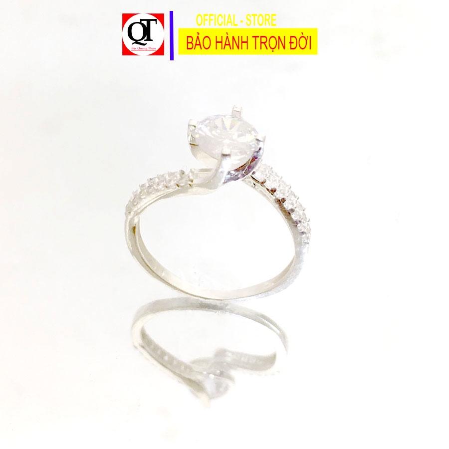 Nhẫn nữ thời trang chất liệu bạc ta đính đá cobic trắng sáng trang sức Bạc Quang Thản – QTNU81