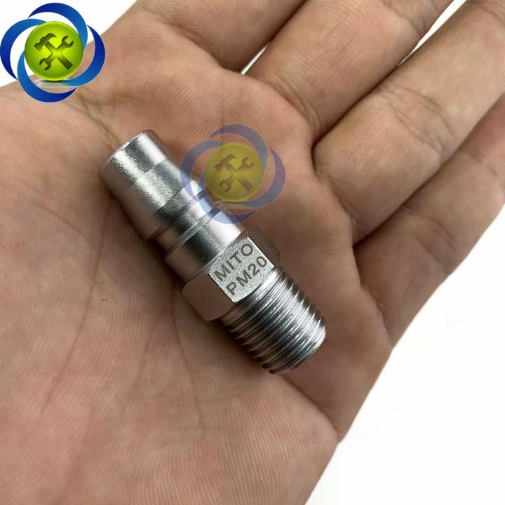 Đầu nối hơi ren ngoài 13mm Mito PM20 (đầu đực) loại 1/4 PT