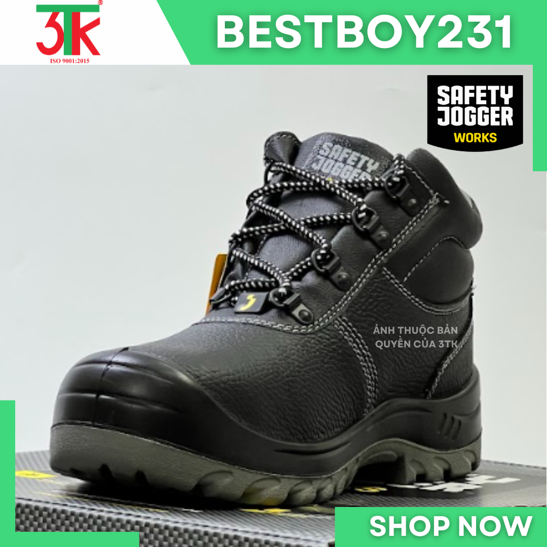 Giày Bảo Hộ Lao Động Safety Jogger Bestrun 231 S3, BestBoy 231 S3 Da Cao Cấp Chống Đinh Chống Trơn Trượt, Chống Va Đập, Chống Tĩnh Điện Sử Dụng trong Công Trình Xây Dựng