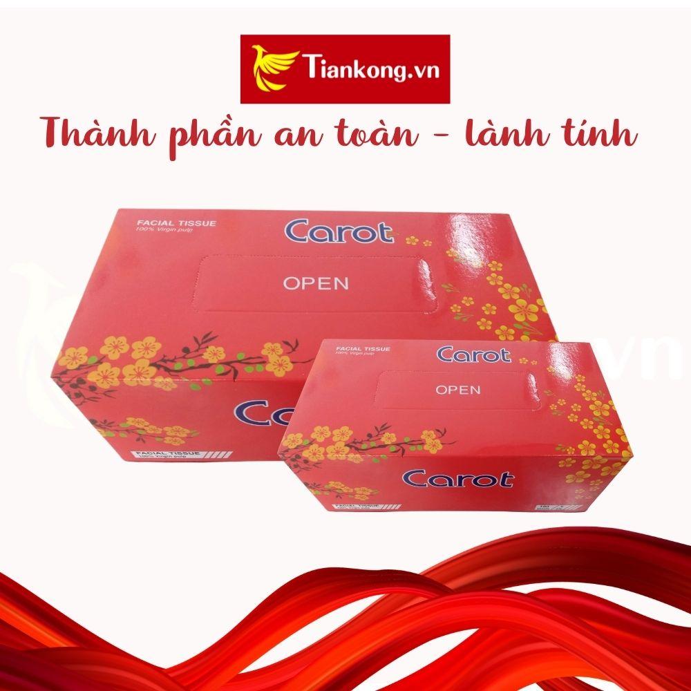 Khăn giấy rút Carot đa năng hộp 180 tờ mềm mại thấm hút tốt  - TIANKONG