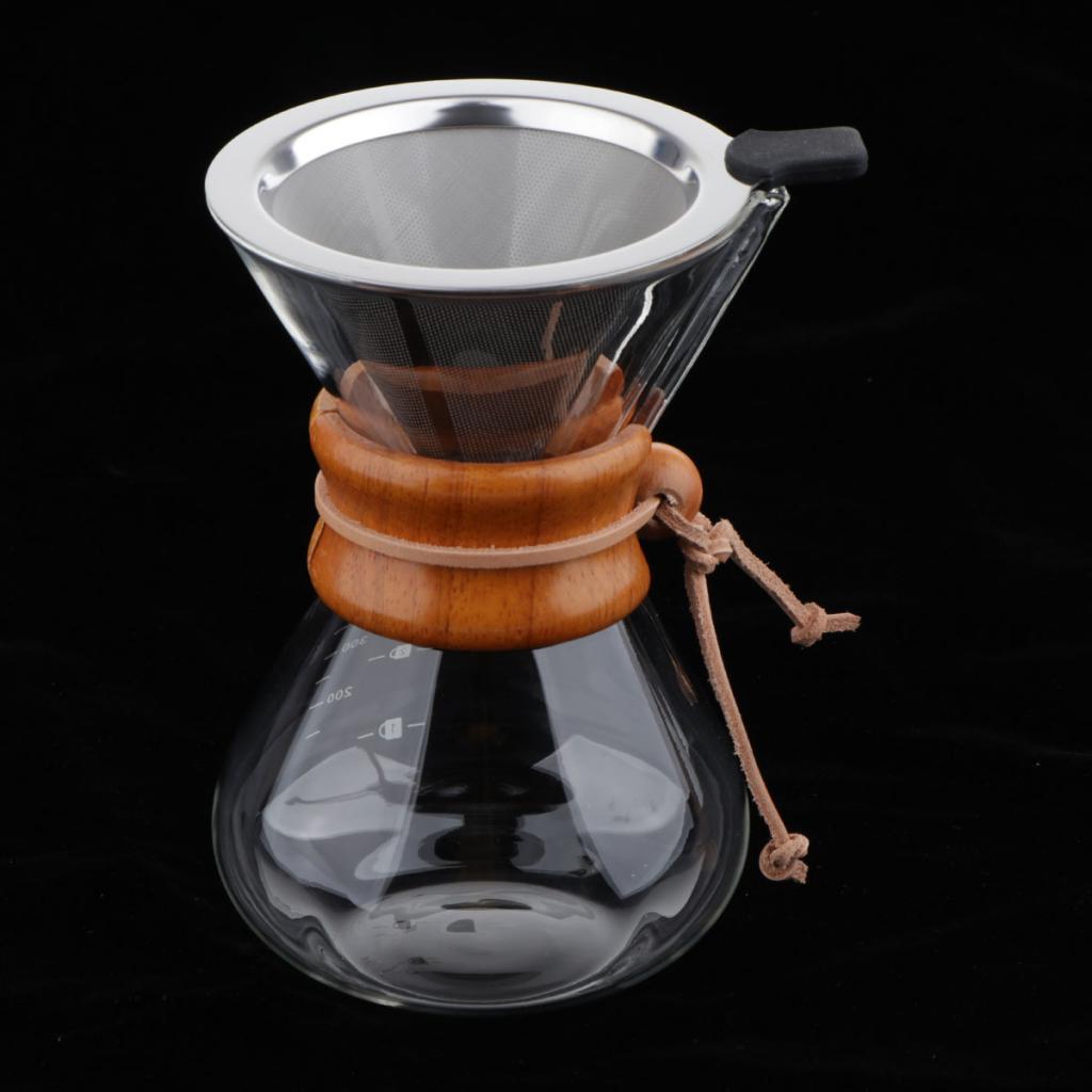 Coffee Maker Set Pour Over Coffee Pot + Cone Coffee Dripper Filter Net 400ml