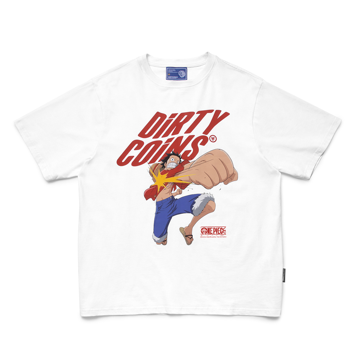 Áo thun DirtyCoins x One Piece Luffy Attack T-shirt - White