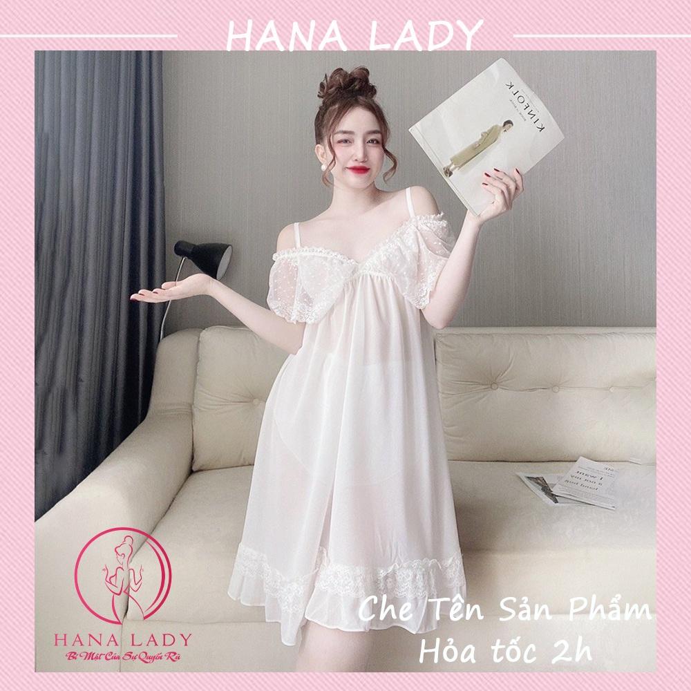 Váy ngủ nữ quyến rũ - Đầm ngủ sexy voan lụa cao cấp trễ vai gợi cảm VN482