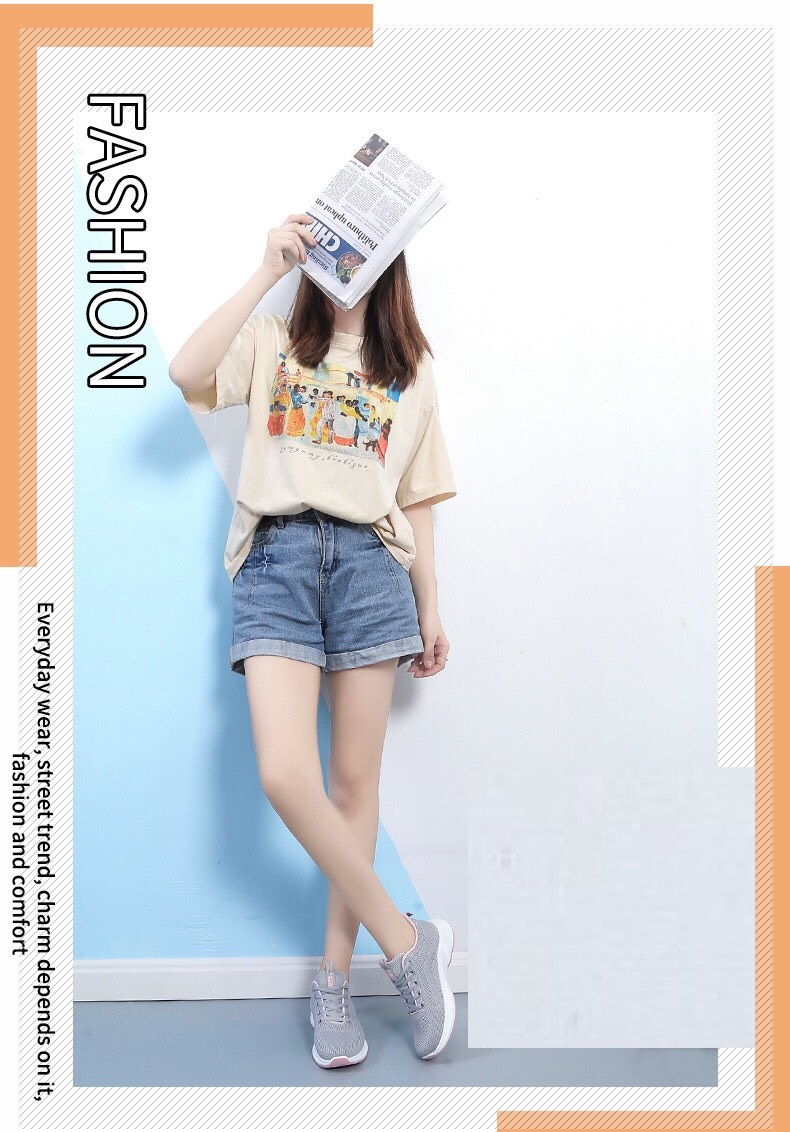 Giày thể thao nữ, giày thể thao cổ thấp tăng chiều cao ST-0135F màu ghi xám