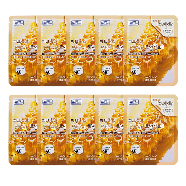 Combo 10 Gói Mặt Nạ Chiết Xuất Sữa Ong Chúa 3W Clinic Fresh Royal Jelly Mask Sheet (23ml x 10)