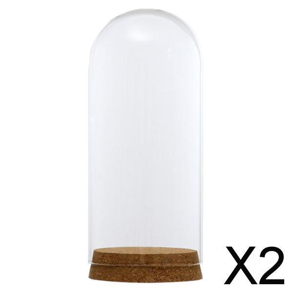 2xGlass Cover Landscape Terrarium Container Lid Vase Bottle 8x18cm