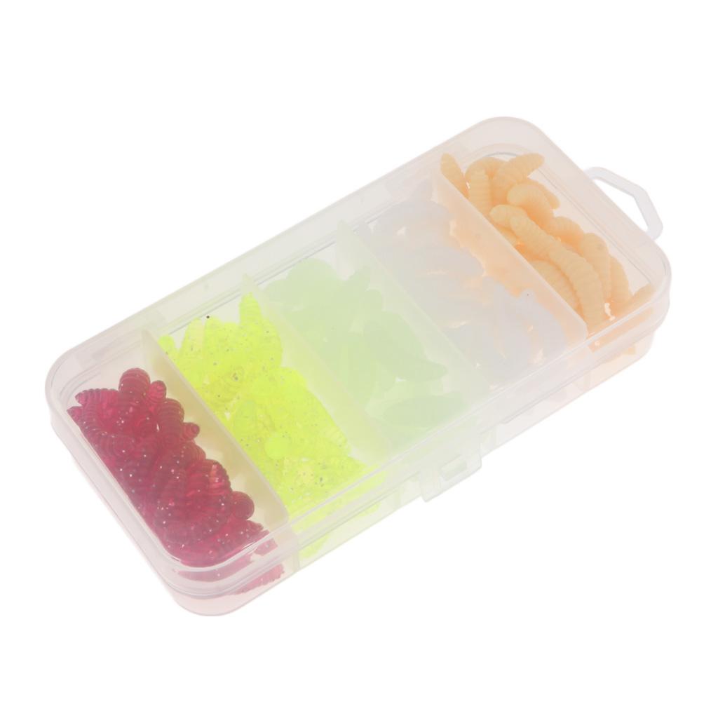 125Pcs Maggot Grub Worm Fishing Lures Bionic Grub Shape Baits for Carp