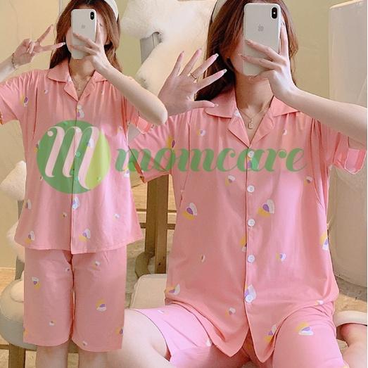 Bộ đồ CỘC PIJAMA - Bộ bầu mặc nhà sau sinh cho con bú ti ẢNH THẬT - Đồ bộ bầu lửng Quần áo cho mẹ bầu thời trang mùa hè