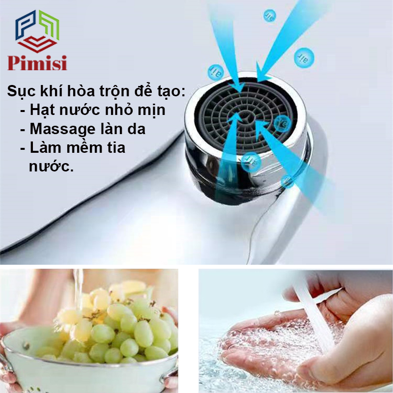 Vòi Chậu Lavabo Nóng Lạnh Pimisi PV-203C Cho Chậu Rửa Mặt 3 Lỗ (2 Chân) Bằng Đồng Thau, Mạ Crom/Niken Sáng Bóng Dùng Trong Nhà Tắm - Chỉnh Nước Bằng Gật Gù Nóng Lạnh Gắn Trên Bồn Rửa Mặt Treo Tường, Đủ Phụ Kiện Xi Phông Và Dây Cấp Nước | Hàng Chính Hãng