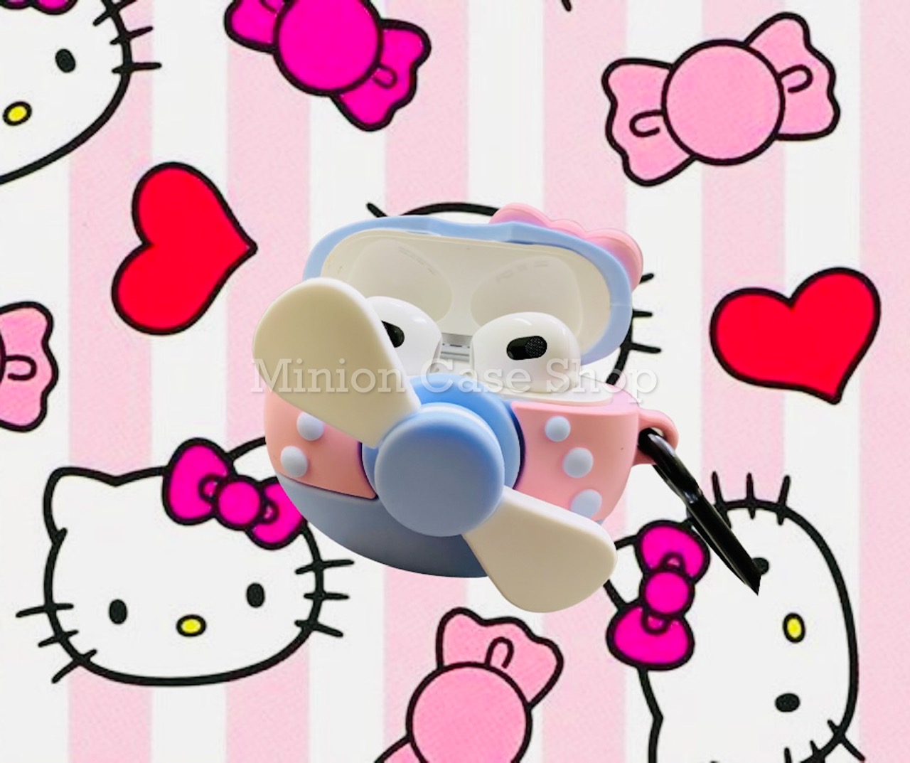 Case bảo vệ dành cho Airpods 3 Chong chóng Hello Kitty chất liệu silicon 3d cao cấp