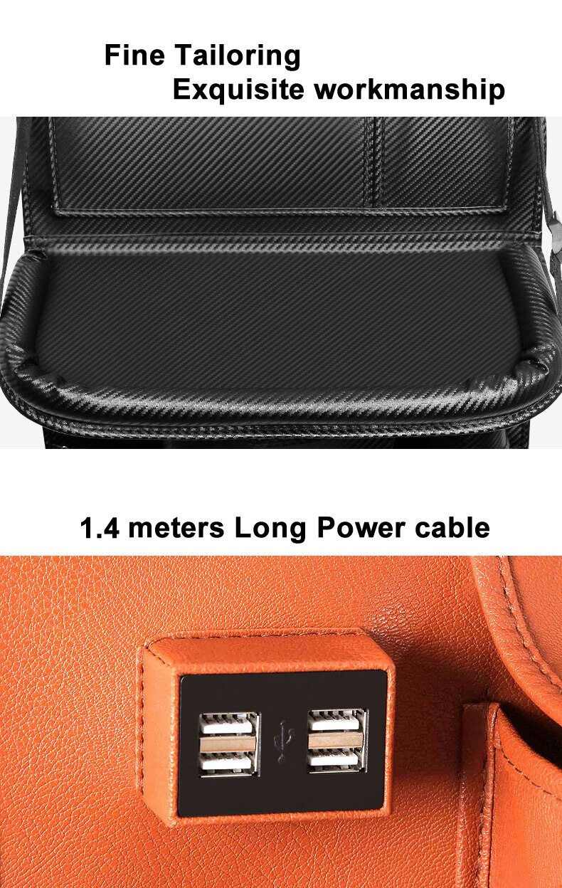Túi da đựng đồ lưng ghế ô tô cao cấp (4 cổng USB) Pocket PU Leather Car