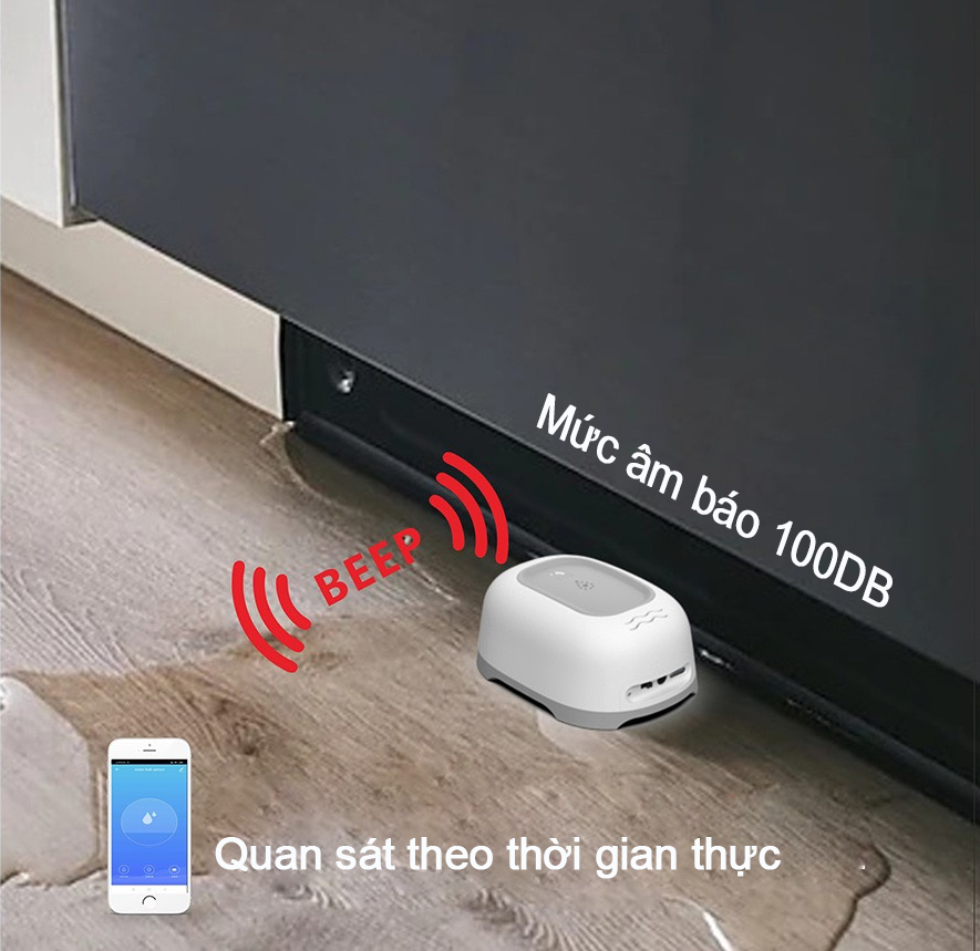 Cảm Biến Rò Rỉ Tràn Nước Có Loa Dùng Sóng Zigbee Điều Khiểu Qua Ứng Dụng Tuya TNN2