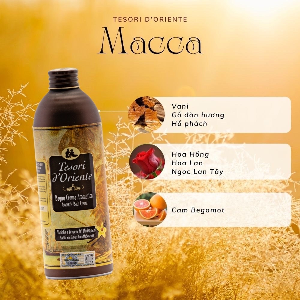Sữa Tắm Tesori D'Oriente Tinh dầu Macca Vani Chính Hãng