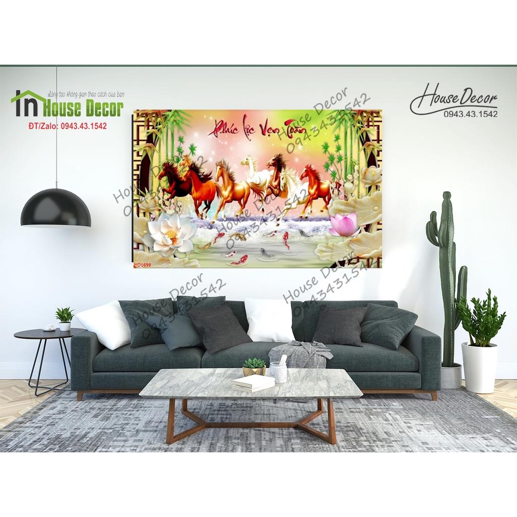 Tranh dán tường 3d Mã Đáo Thành Công - Tranh trang trí phòng khách chất liệu decal keo sẵn bóc dán - md1699