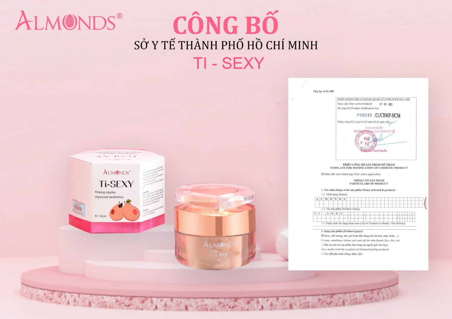 Kem làm hồng nhũ hoa Almonds TI-SEXY 15g