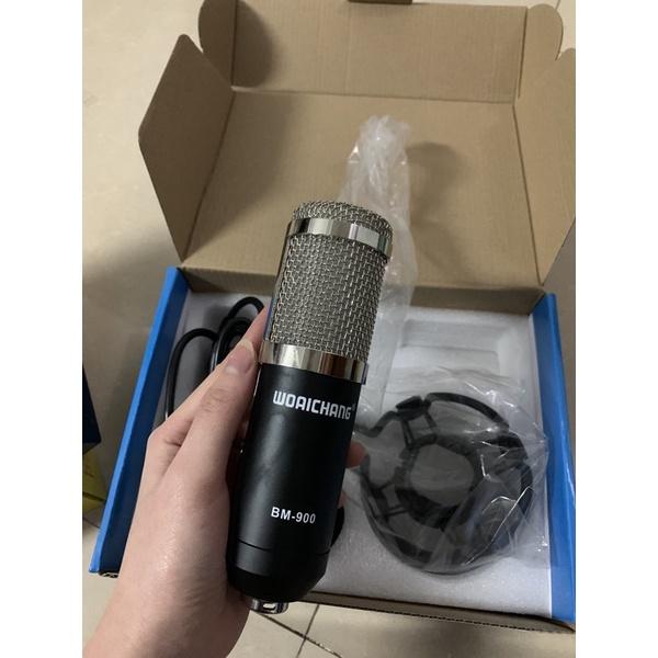 Bộ mic thu âm livestream online BM900-Card K300 kèm dây kết nối bh 6 tháng