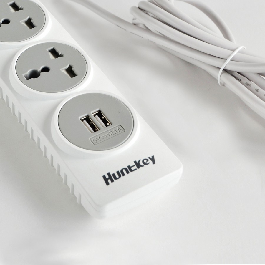 Ổ cắm điện chống giật, có 2 cổng usb sạc điện thoại đa năng thông minh Huntkey SZN 507, - Hàng nhập khẩu