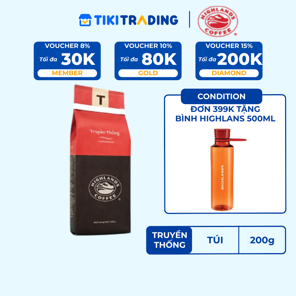 Cà phê Rang xay Truyền Thống Highlands Coffee 200g