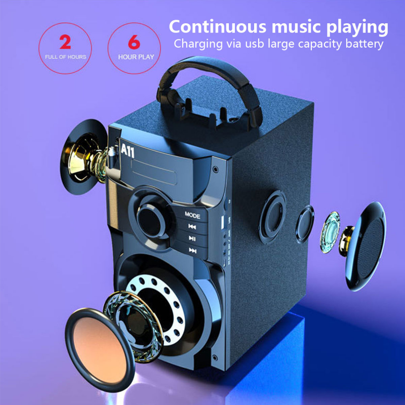 Loa bluetooth subwofer không dây fm radio 3D stereo stereo hES