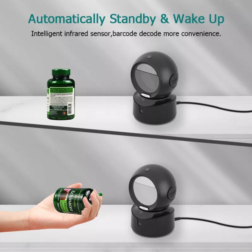 NETUM NT-A5 Máy quét mã vạch 2D để bàn, USB có dây rảnh tay đa hướng Đầu đọc mã vạch lớn Quét mã vạch màn hình 1D QR