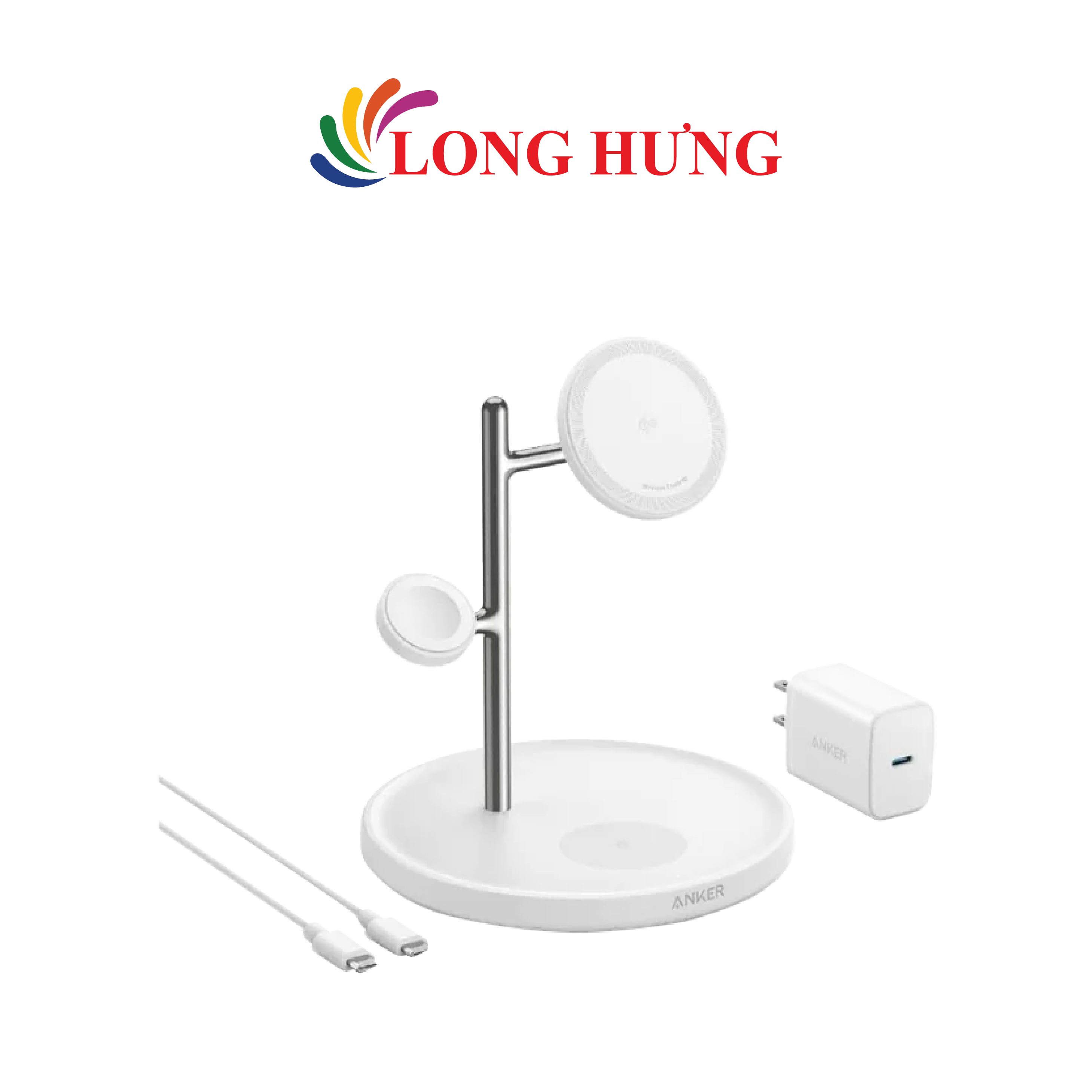 Đế sạc Anker MagGo Wireless 3 in 1 USB-C 15W Charge.Stand B25M3 - Hàng chính hãng