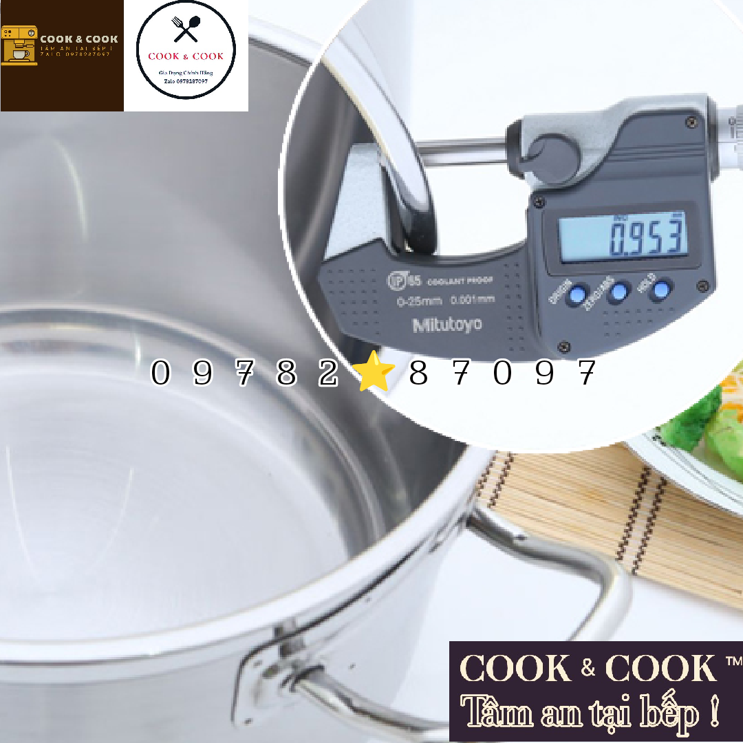 Nồi luộc gà inox 3 đáy nắp kính size 30 cm dung tích 13 LÍT sử dụng trên bếp từ