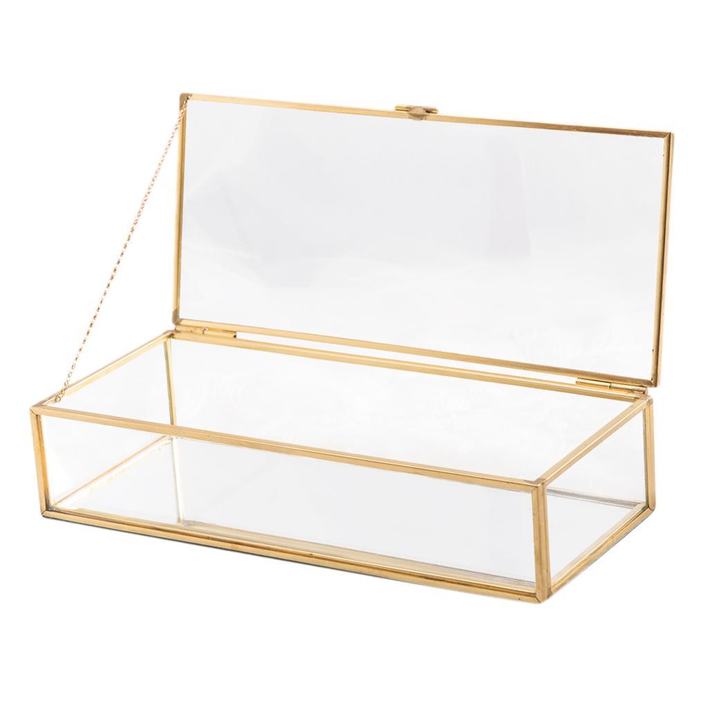 Glass Vintage Jewelry Box Geometric Jewelry Display Organizer Keepsake Box Case
