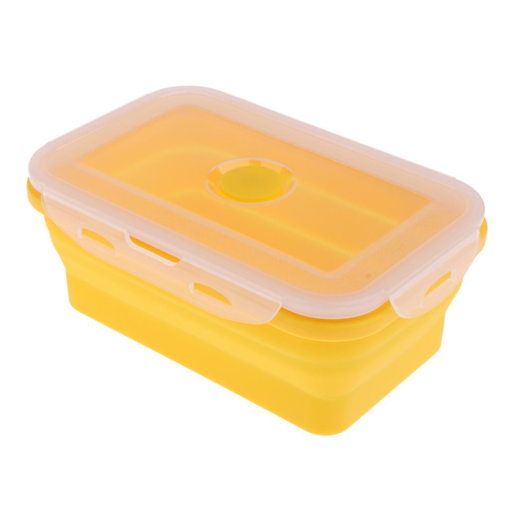 3x Silicone Folding Collapsible Bento Box Stackable Food Storage Container