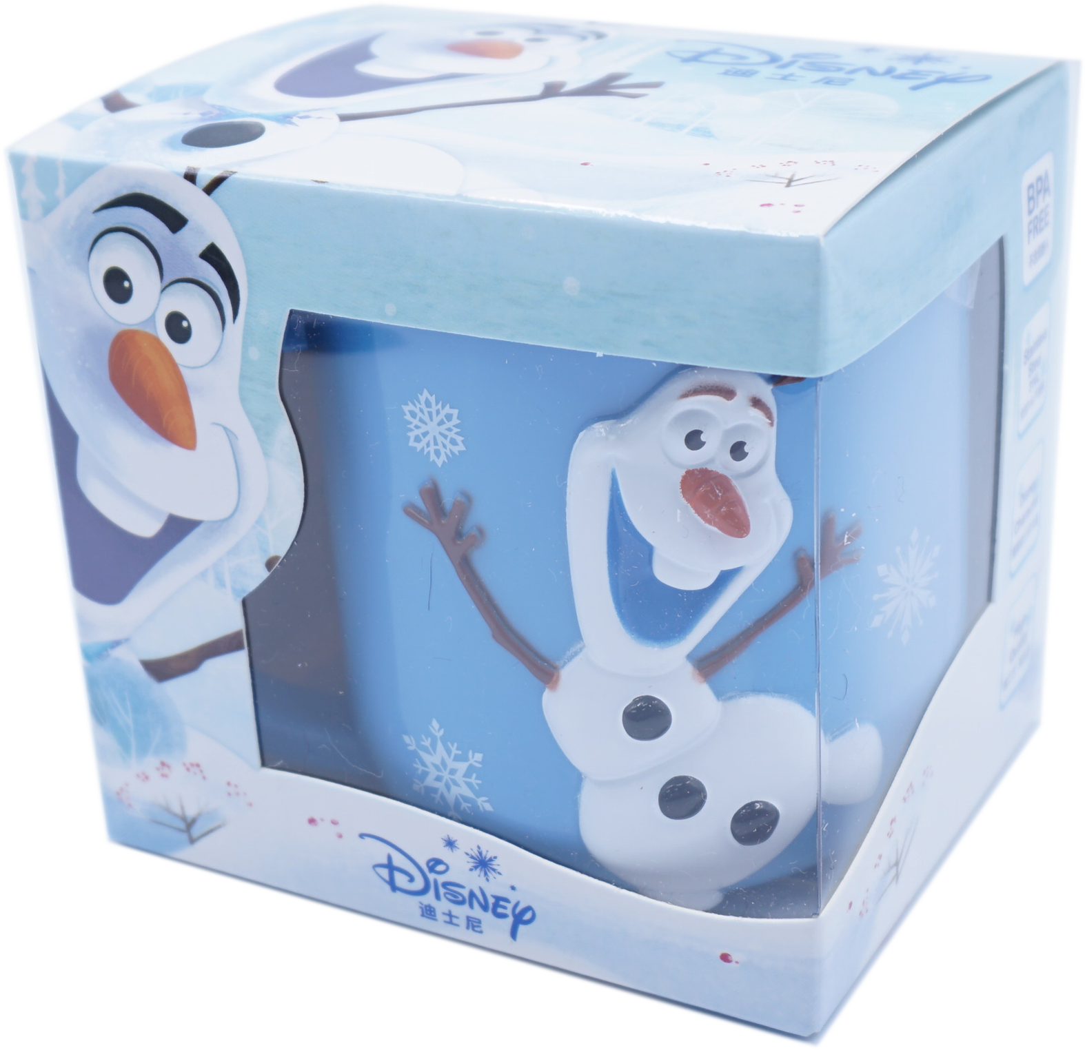 Ly cốc giữ nhiệt Disney hình người tuyết Olaf Frozen 3D có nắp và quai cầm cho bé - 260ml