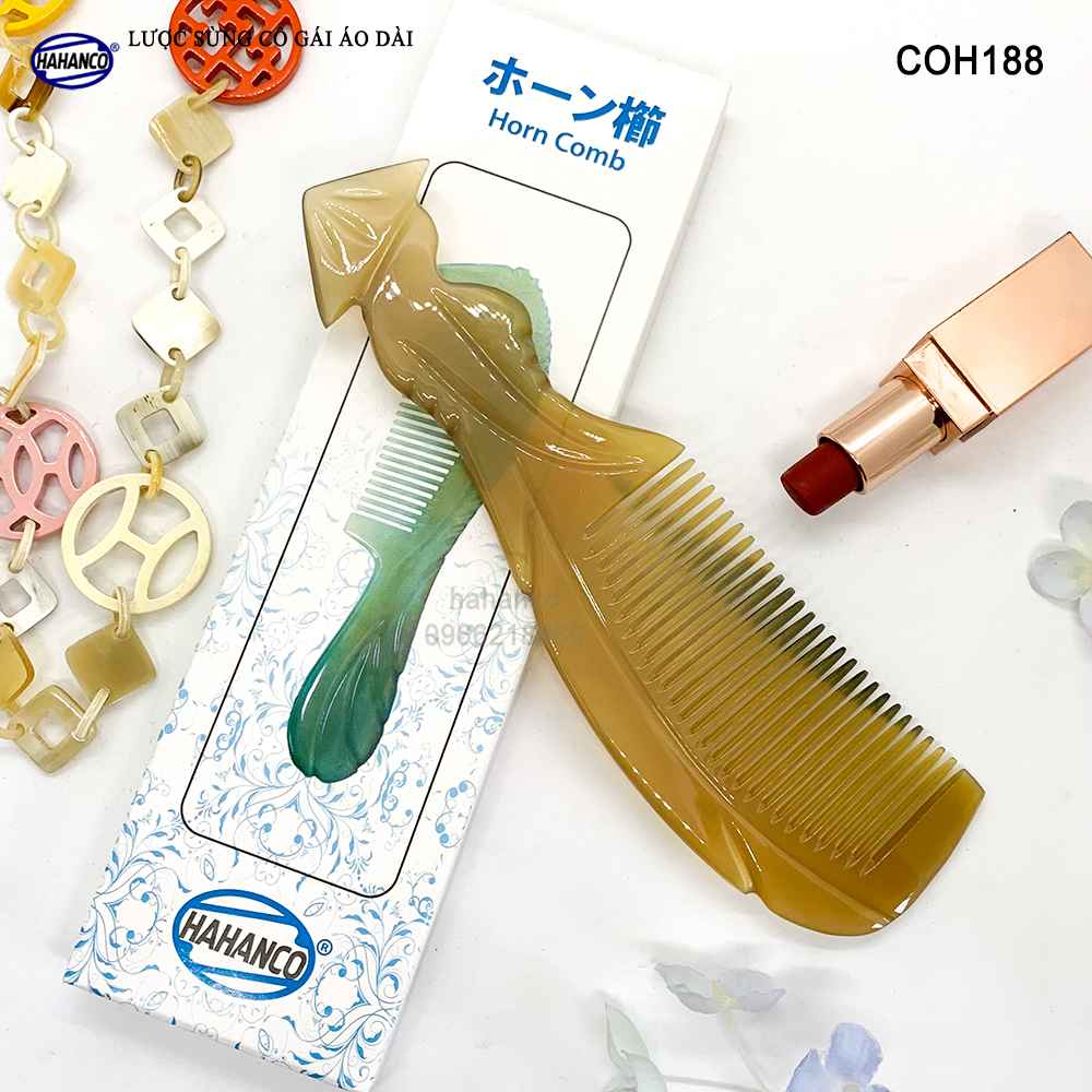 Lược Sừng Cô Gái Áo Dài Việt Nam COH188 - Quà Tặng Đầy Ý Nghĩa - chải tóc mỗi ngày giúp tóc suôn mượt - HAHANCO