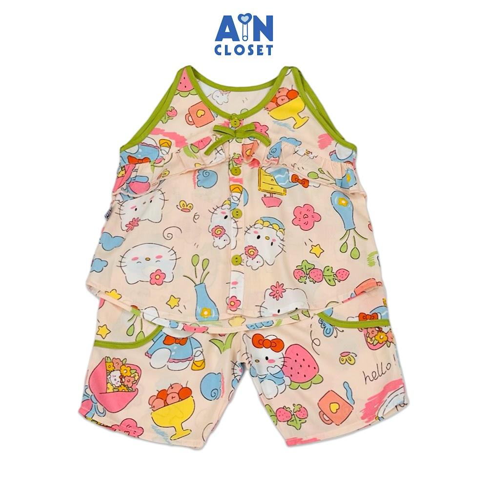 Bộ quần áo Lửng bé gái hoạ tiết Mèo Kitty Lanh lụa - AICDBGECFQVW - AIN Closet