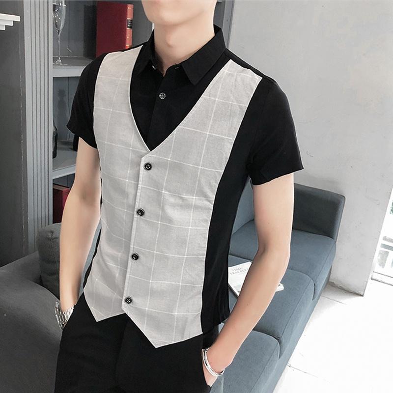 Áo sơ mi, Áo sơ mi nam cộc tay phối Gile, tạo điểm nổi bật cho chiếc áo của bạn sang trọng lịch lãm, trẻ trung, mã -H42