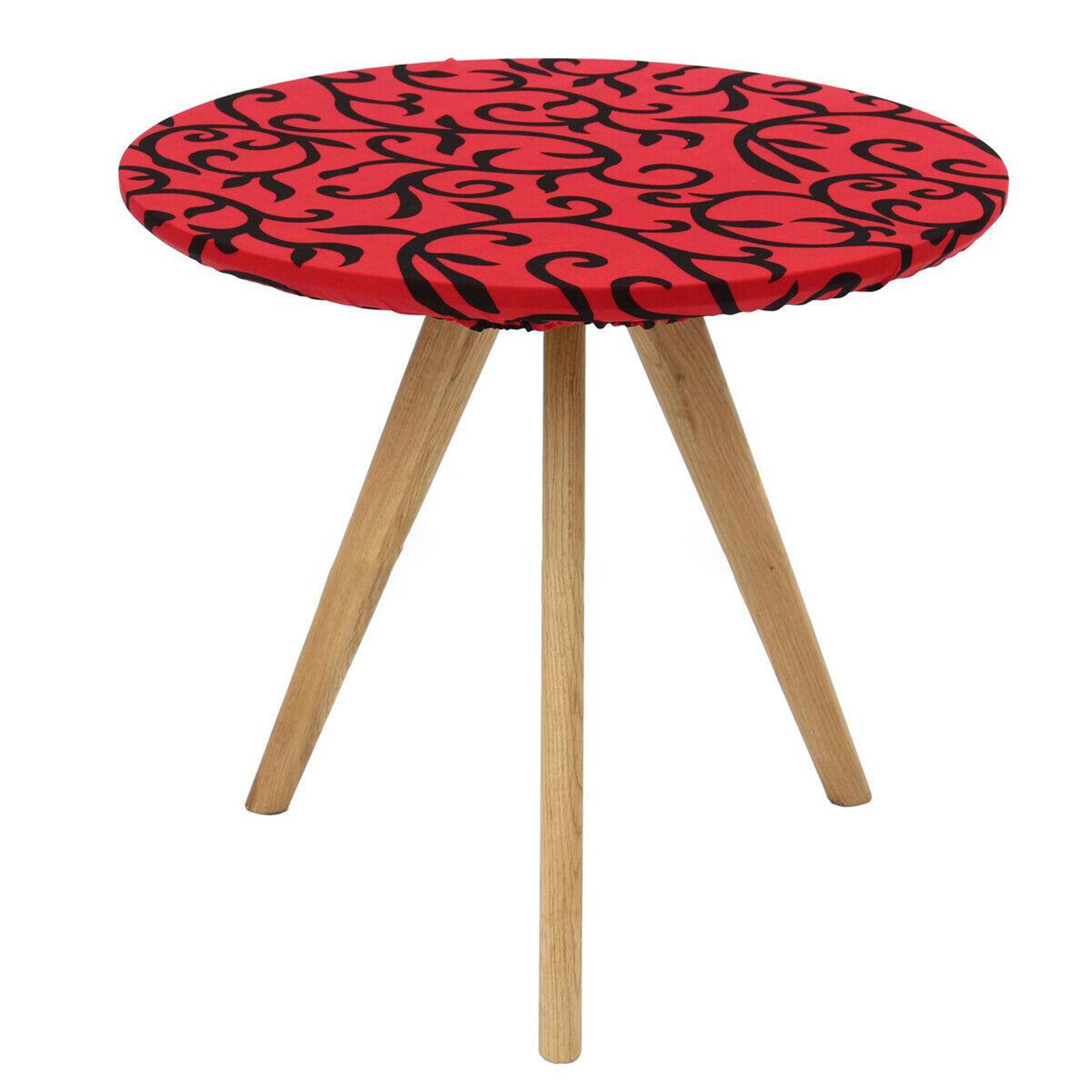Indoor Outdoor Patio Round Fitted Tablecloth,Elastic Edge Waterproof Cover Red